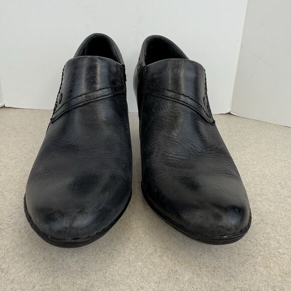 BORN Tanya Leather Fold-over Side Zip Heeled Ankle Booties Women's Size 7 Boho - Picture 2 of 10